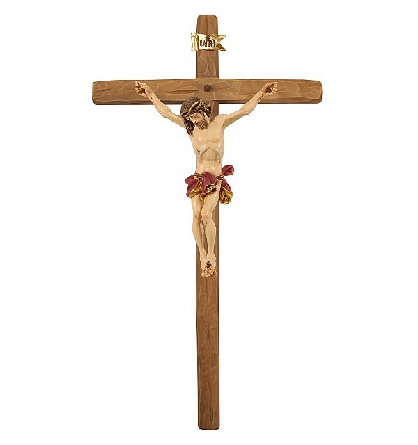 3060 - Kruzifix Barock mit geradem Kreuzbalken COLOR_ROT