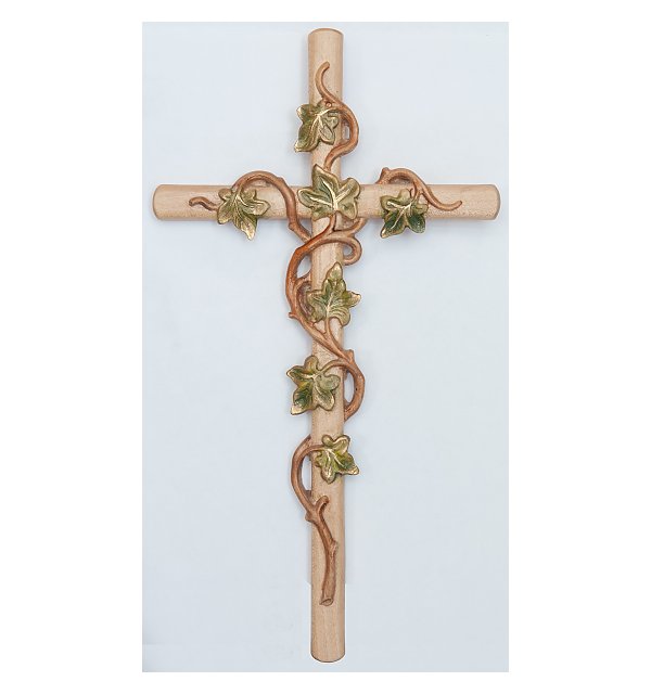 3161 - Cross with ivy  tendril in wood AQUARELL