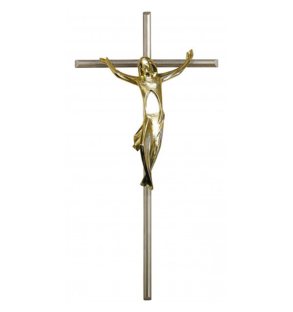 3159 - Kruzifix einfach mit Edelstahlbalken ECHTGOLD
