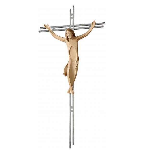 3156 - Gesù Cristo semplice su croce doppia d'acciaio TON2
