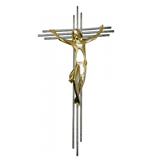 3157 - Kruzifix einfach mit Stahlbalken 3Fach ECHTGOLD