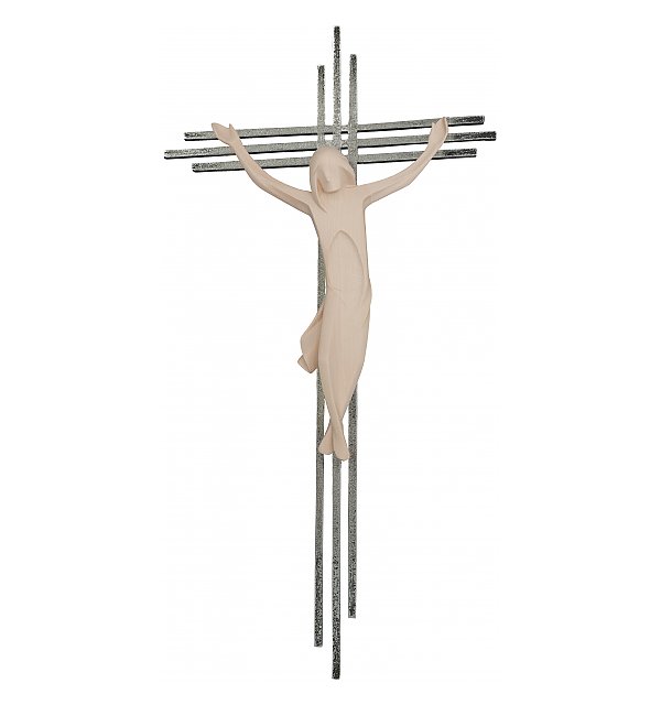3157 - Crucifix, with a triple bar in stainless ste NATUR