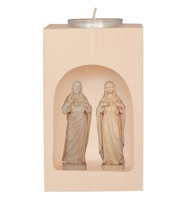 32176 - Candle Holder with Heart Jesus and Mary NATUR