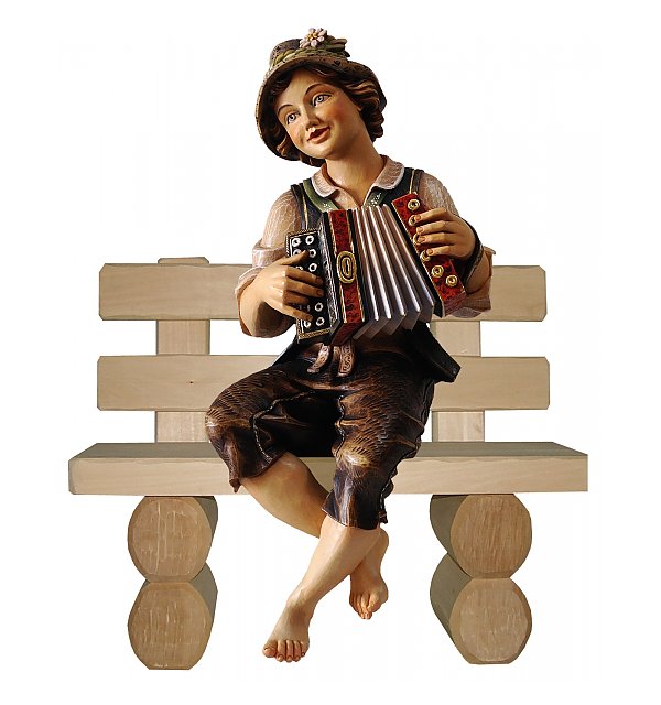 6140 - Steirische Harmonikaspieler sitzend auf Bank COLOR