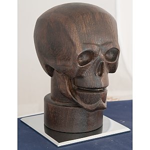 7990 - Skull Wood Carved on Chrome plate
