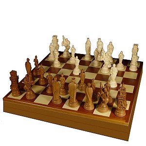 G1841 - Chess table with figurines - chess with knights