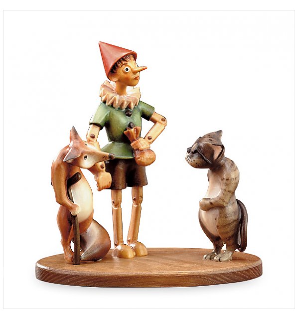 L00611 - Pinocchio mit Fuchs & Katze (mit Sockel)